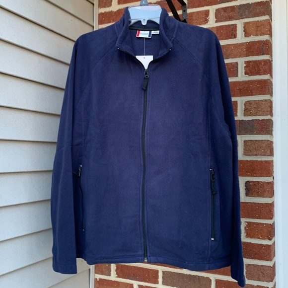 Navy blue men’s fleece zip-up size medium - Picture 1 of 6